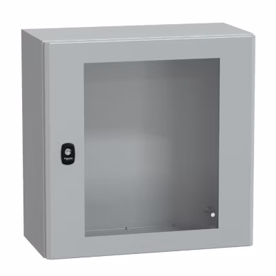Nsys3d5525t Coffret Métallique étanche Ip66 – 500x500x250 – Porte Vitrée – Spacial S3d – Schneider Electric