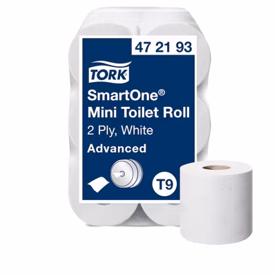 Tork SmartOne Mini papier toilette rouleau blanc T9, Advanced, 2 plis, 12 x 620 feuilles, 472193