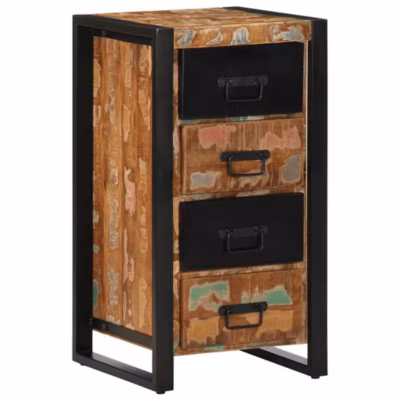 Armoire à tiroir multicolore 40x40x75 cm bois de récupération vidaXL