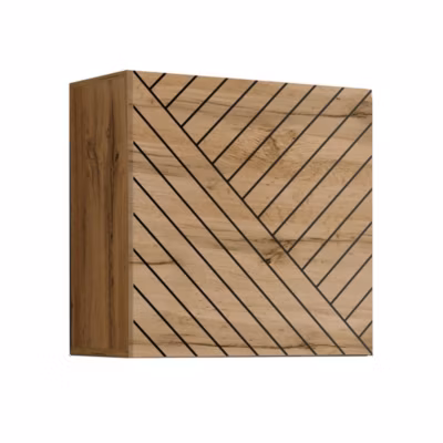 Armoire suspendue 60x60cm aspect chene, porte finition fraisée. Meuble pour salon collection SWITCH.