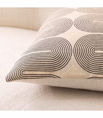 Coussin déhoussable ONDINE 40 x 60 cm – Polycoton imprimé métallisé – Coloris Noir – 40x60cm – Noir