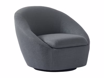 Fauteuil pivotant arrondi en tissu gris LACARA II