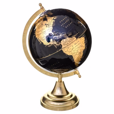 Globe terrestre h.33cm noir or – feeric lights & christmas