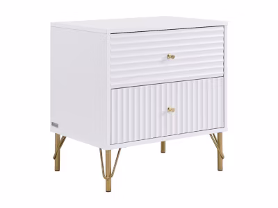 Table de chevet 2 tiroirs – Blanc – LOUREO