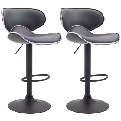 Tabouret de bar CLP Las Vegas V2 similicuir réglable gris noir