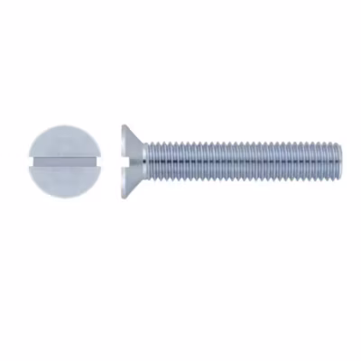 100 Vis Métaux Tête Fraisée Fendue 10 x 45 mm – DIN 963 – Zingué blanc – D-Work