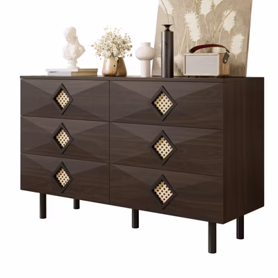 Commode style naturel – Osier, 6 tiroirs – Alliant élégance et praticité