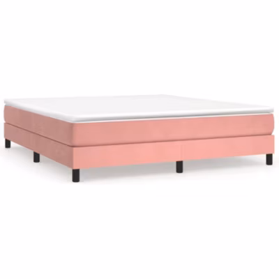 Lit double, Lit adulte, Cadre de lit à ressorts rose 160×200 cm velours