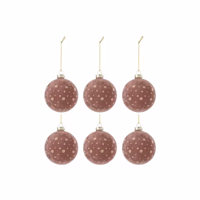 Boite de 6boules de Noël en verre rose 8x8x8 cm