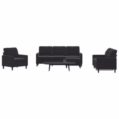 ZMH Ensemble de canapés 4 pcs avec coussins Noir Velours