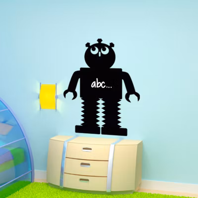 Sticker ardoise tableau noir – stickers muraux adhésif effaçable – SILHOUETTE ROBOT I – 110x90cm