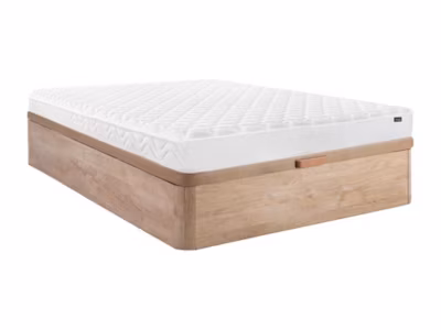 Ensemble 140 x 190 cm sommier coffre naturel clair + matelas mémoire de forme ép.15cm – PELOPS de YSMÉE