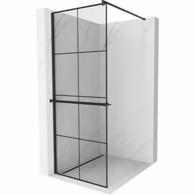 Mexen Kioto+ paroi de douche avec étagère Walk-in 80 x 200 cm, grille noire, noire – 800-080-121-70-77