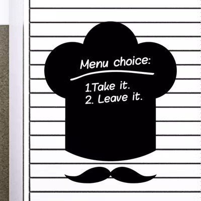 Sticker ardoise tableau noir – stickers muraux adhésif effaçable – CHAPEAU DU CHEF – 95x75cm