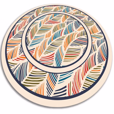 Tapis PVC rond Tulup fi150 cm Isolant thermique Feuilles de contour