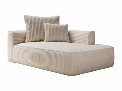Méridienne droite en velours côtelé grosses côtes beige PINETA
