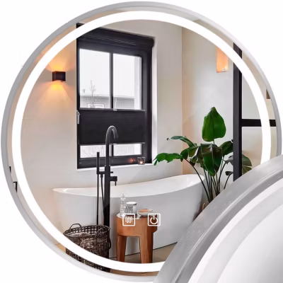 MIROIR REA LED MMJ 80CM BRUSH STEEL 2X80X80CM