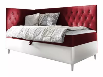 Lit continental Baltimore 167, Unique, Rouge, Faux cuir, Disponible