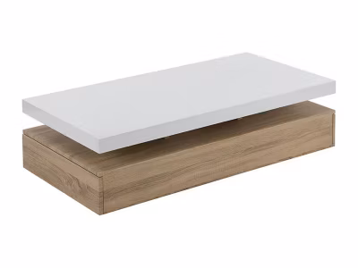 Table basse avec 2 tiroirs en MDF – Naturel clair et blanc – FELIX