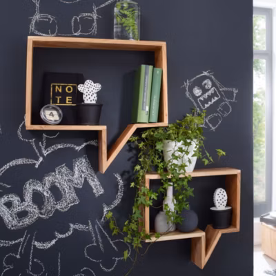Étagère murale Lot de 2 Bois Massif Étagère Acacia Étagère à livres FineBuy