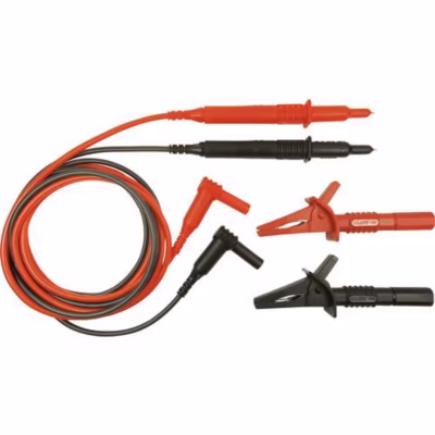 Cliff CIH29890 – Set de cordons de mesure de sécurité mâle 4 mm, pointes et pinces crocodiles, 1,5 m