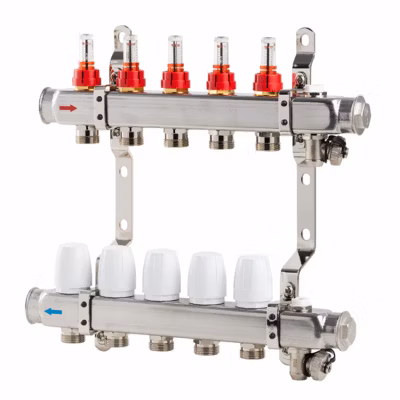 Collecteur inox pour plancher chauffant – 4 circuits