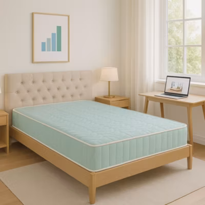70×190 cm ressorts ensaches + 5 cm Memoire de Forme 60 Kg/m3 – Matelas luxe  Hauteur +/- 19 cm – Accueil Moelleux – Soutien Ferme