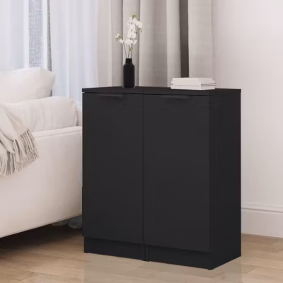 vidaXL Buffets 2 pcs noir 30x30x70 cm bois d&rsquo;ingénierie 811136