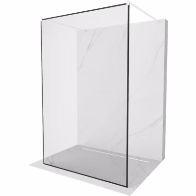 Mexen Kioto paroi de douche autoportante 150 x 200 cm, cadre noir 8 mm, blanc – 800-150-002-20-70