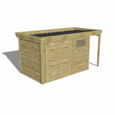 ABRI DE JARDIN bois Pin traité autoclave 27mm – 4,44×2,14m / 9,5m2 – Bac acier – Abri Français