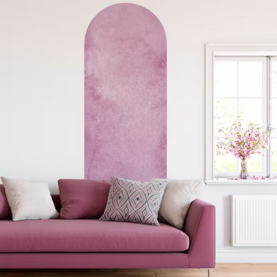 Papier peint intissé pré-encollé fresques géantes – ARCHE ROSE AQUARELLE – 140x45cm