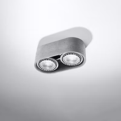 Plafonnier en béton 2 ampoules 4000K – 27x14x9cm Sollux