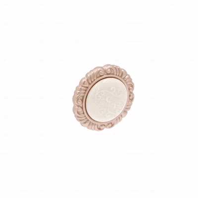 Boutons pour meubles en zamac et Porcelaine Diamètre 41 Or mat rose