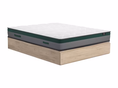 Ensemble 140 x 190 cm sommier coffre avec tiroir naturel clair + matelas ressorts ensachés ép.22cm – PRESTIGE de YSMÉE