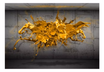 Papier peint intissé panoramique abstractions yellow splash 100×70 cm