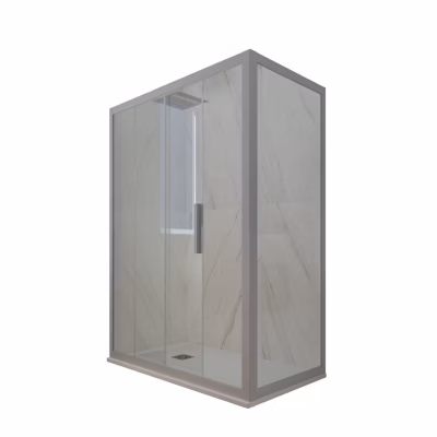 Cabine parois de douche angulaire coulissante 80×170 cm H 200 en PVC Gris argent Verre Transparent mod. Deco Duo