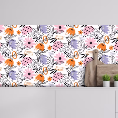 Crédence adhésive déco florale 50×400 cm