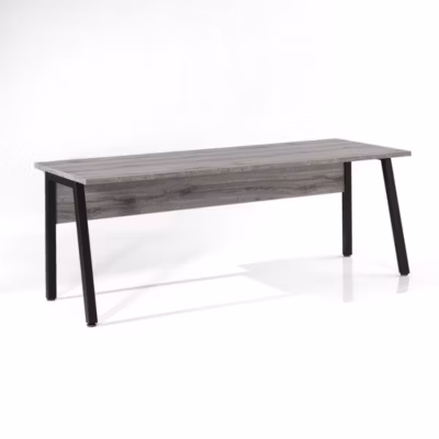 Bureau professionnel droit 200 cm SOON  Chene gris Sherman et noir  Grand bureau design