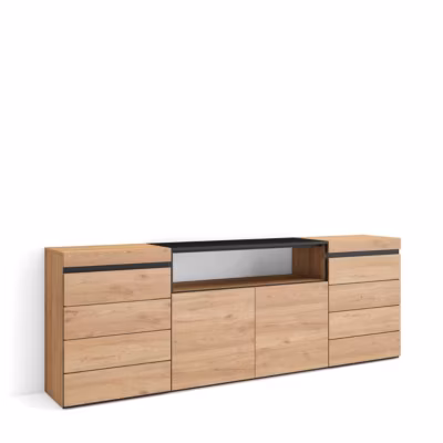 Commode buffet armoire 214x35x75cm couleur chêne