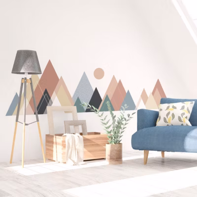 Stickers muraux – Décoration chambre salon – Autocollant Sticker mural géant montagnes scandinaves COLUMBANA – 50x75cm
