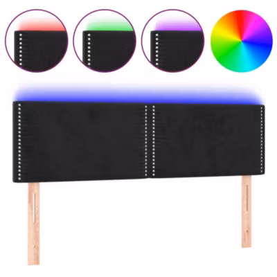 vidaXL Tête de Lit à LED Meuble de Chambre à Coucher Accessoire de Lit Double Tête de Cadre de Lit Intérieur Noir 3121522