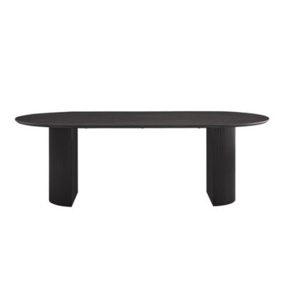 Table à manger ovale VAGOS effet bois brun foncé longueur 220cm, idéal pour une salle à manger conviviale
