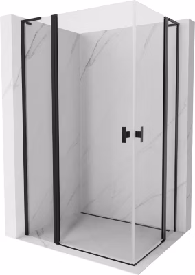 Mexen Mist L Duo cabine de douche pivotante 115 x 90 cm, transparent, noir – 8A4L-115-090-70-00