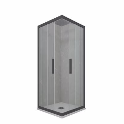 Cabine parois de douche angulaire coulissante 75×80 cm H 200 en PVC Anthracite Verre Transparent mod. Kolors