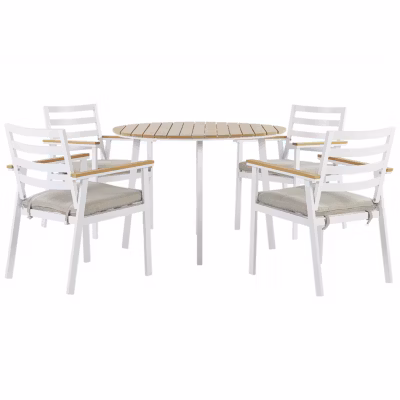 Salle à manger de jardin 4 places CAVOLI avec coussins Métal Beige