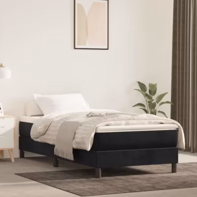 347730 vidaXL Matelas de lit à ressorts ensachés Noir 90×200 cm epaisseur 20 cm Velours