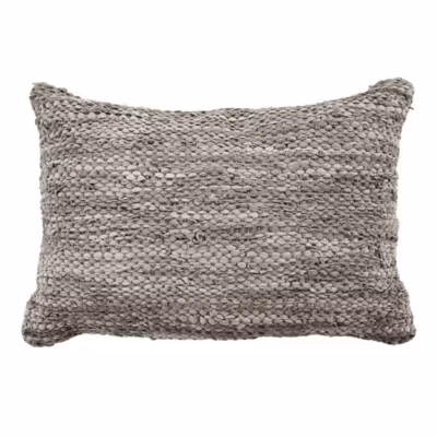 Coussin en cuir tressé taupe 60×40
