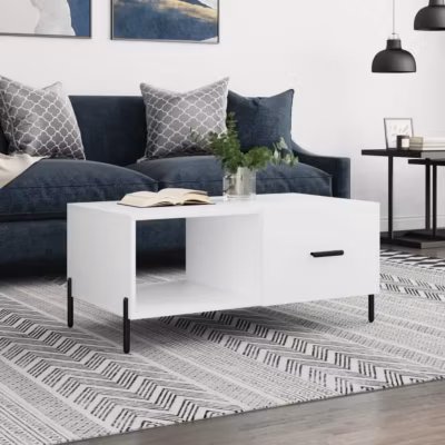 vidaXL Table basse blanc 90x50x40 cm bois d&rsquo;ingénierie 829220