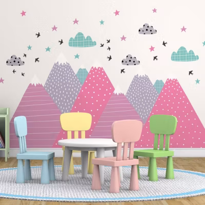 Stickers enfant montagnes scandinaves unika 120 x 180 cm