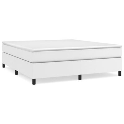 Lit double, Lit adulte, Cadre de lit à ressorts blanc 180×200 cm similicuir